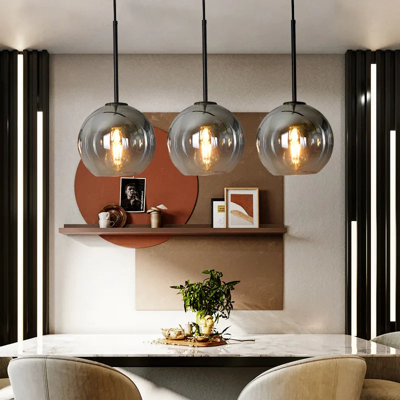 DecorBites™ Gradient Glass Chandelier: Modern Nordic Living Room Lighting for Bedroom or Restaurant
