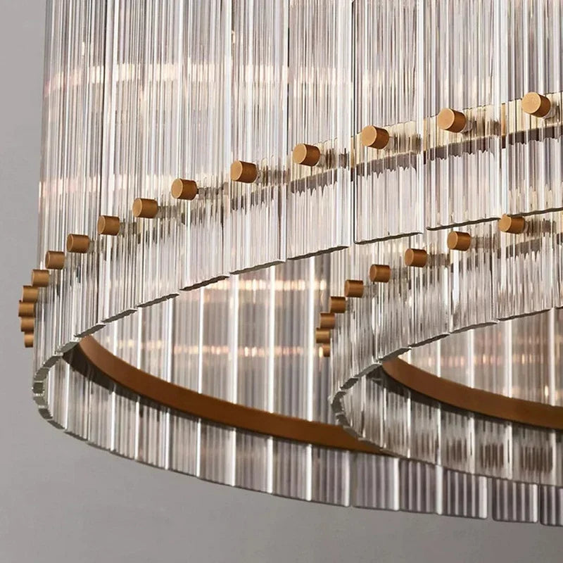 DecorBites™ Gold Double Layer Ring Crystal Pendant Light for Bedroom Dining Living Room