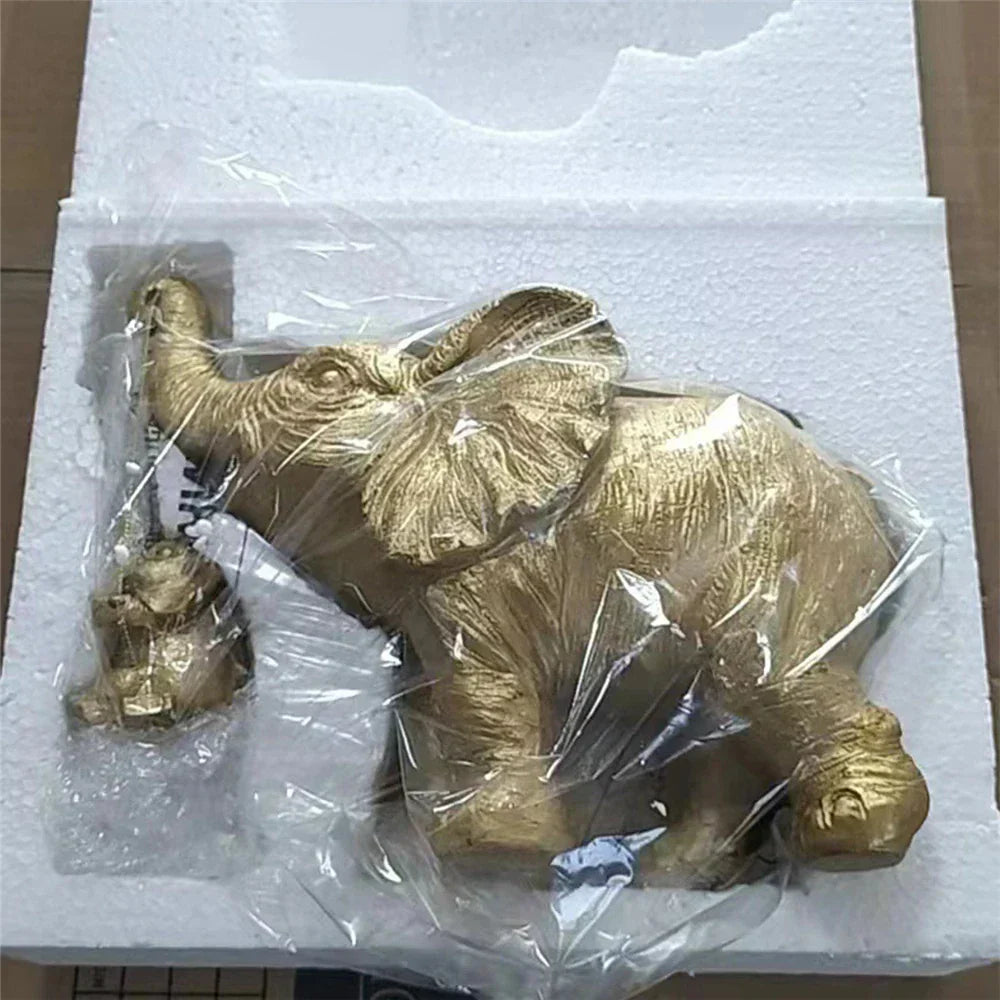 DecorBites™ Golden Silver Elephant Swing Statue Home Decor Animal Sculptures