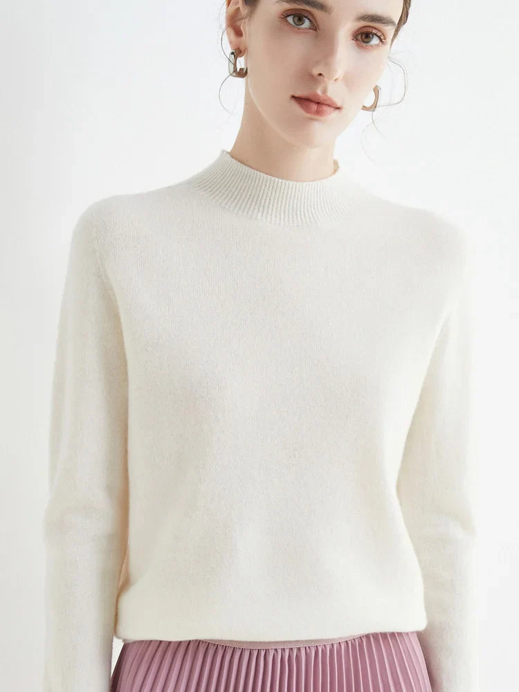 AOSSVIAO 2026 Autumn Winter Solid Mock-neck Pullover Sweater For Women Casual Knitwear Female Clothing Basic Soft Tops
