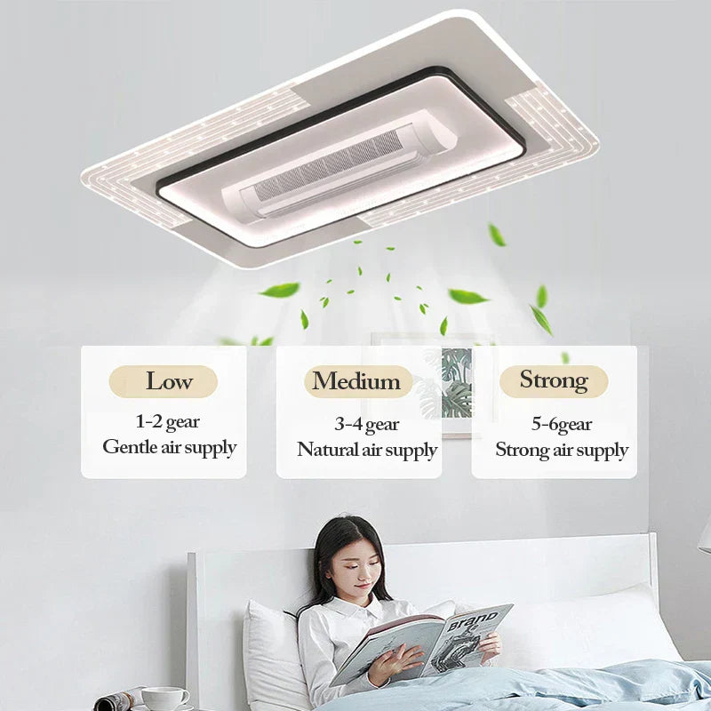 DecorBites™ LED Bladeless Ceiling Fan Dimmable Remote Modern Indoor Lightingusc