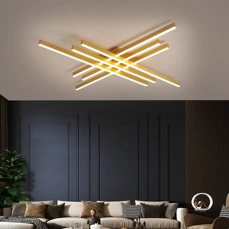 DecorBites™ Gold Black Aluminum LED Chandeliers for Bedroom Dining Living Room Lighting