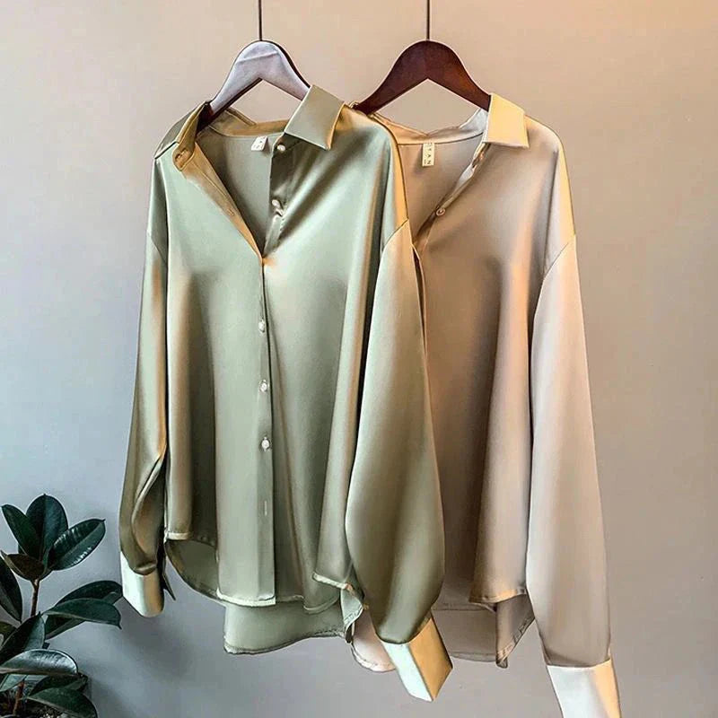 2025Spring Shirt And Blouses New Sweater Cardigans Woman Top Knitted Korean Long Sleeve Lapel Button Elegance Sweet Casual Coats