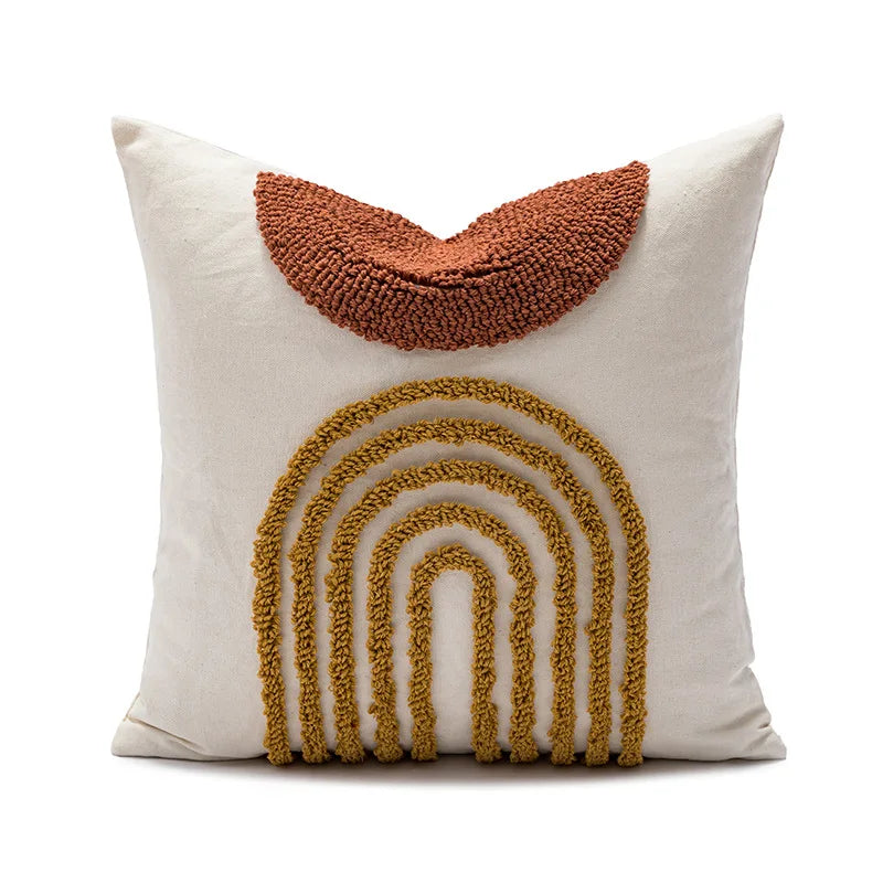 DecorBites™ Half Circle Loop Tufted Cushion Cover Embroidered Pillow Covers for Living Room