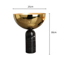 DecorBites™ Golden Fruit Bowl Metal Handicraft with Marble Base Storage Container Tray