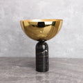 DecorBites™ Golden Fruit Bowl Marble Base Handicraft Tray Vase Figurine Metal Container
