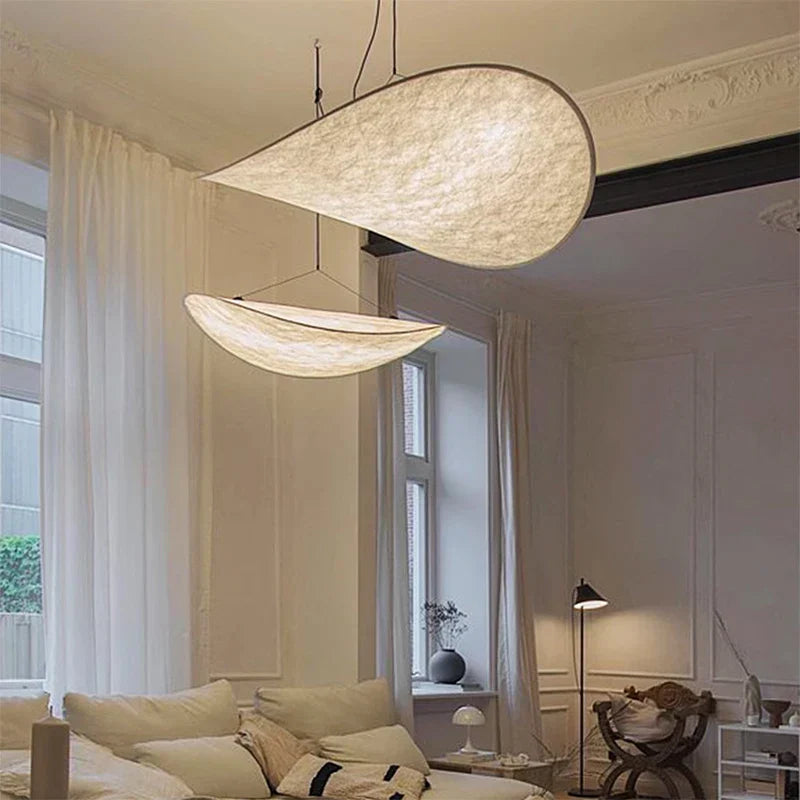 DecorBites™ Japanese Wabi-Sabi Minimalist Bedroom Chandelier - White Art Tea Room Lighting