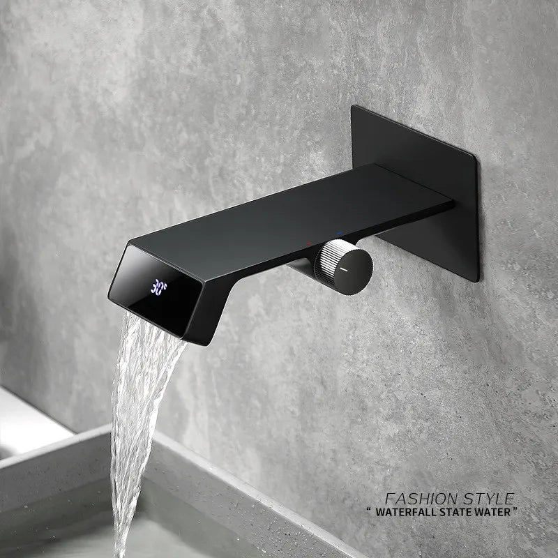 DecorBites™ LED Basin Faucet Wall Mounted Hot Cold Mixer Bathroom Brass Vanity