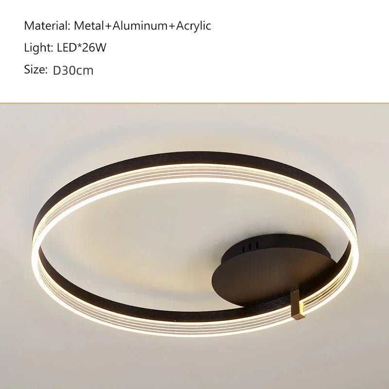Modern gold acrylic round ring ceiling light for living room