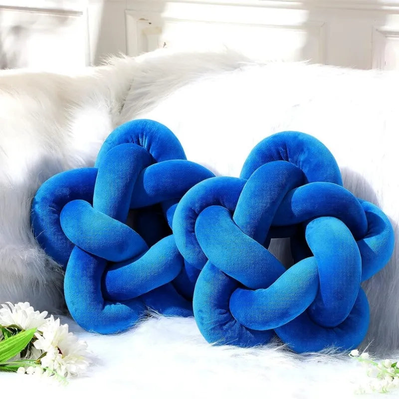 DecorBites™ Knot Blue Star Ball Pillow Set | Handmade Soft Cushions for Home Office