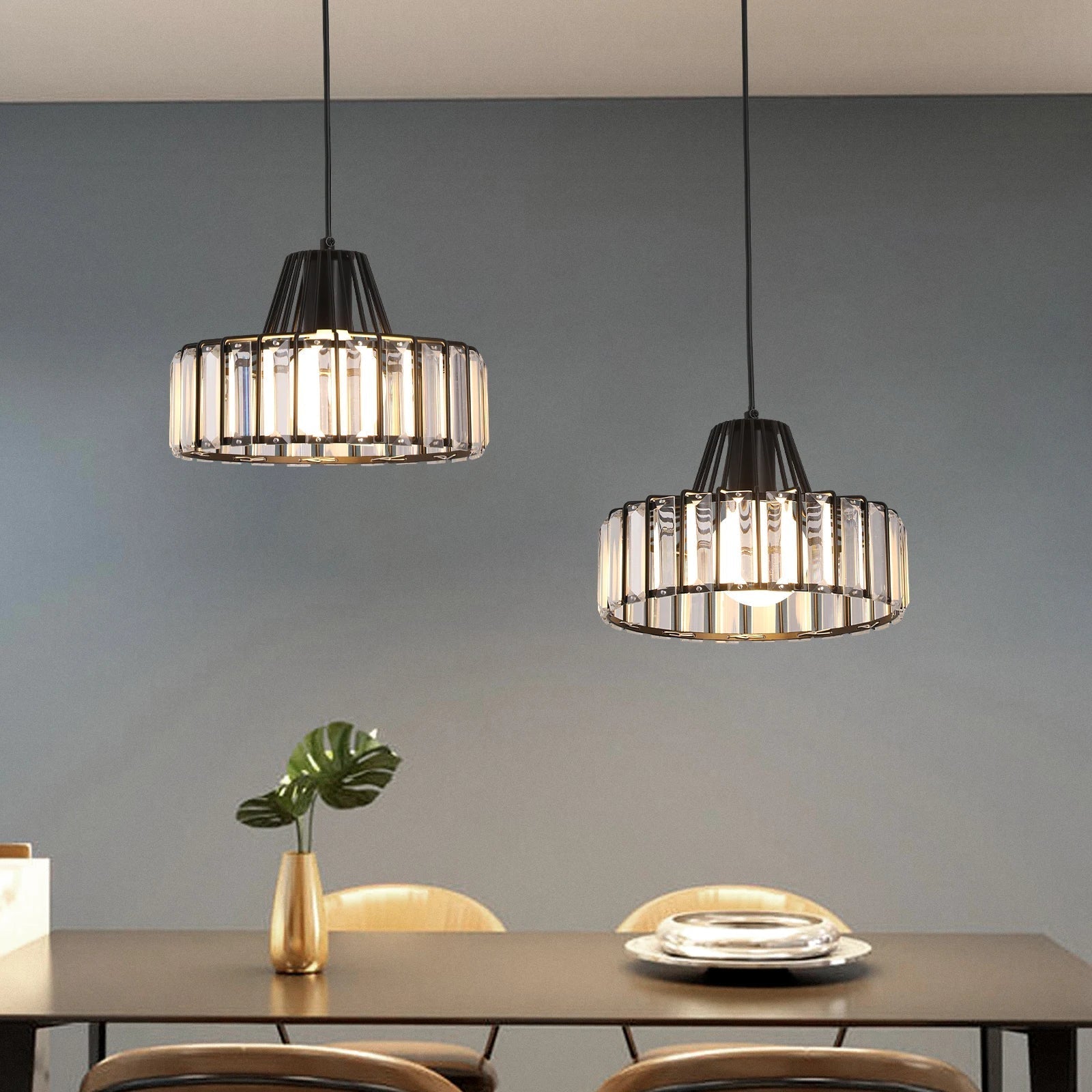 DecorBites™ K9 Crystal Pendant Chandelier Modern Living Room Ceiling Lamp LED Hall Decor