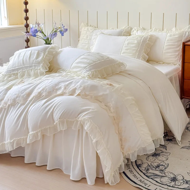 DecorBites™ Lace Princess Bedding Set Twin Queen Bed All Seasons