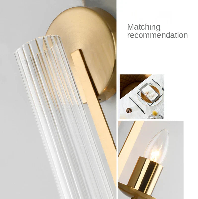DecorBites™ Gold Glass Wall Lamp: Modern Nordic Sconce for Living Room, Bedroom, Porch, Dining Decor