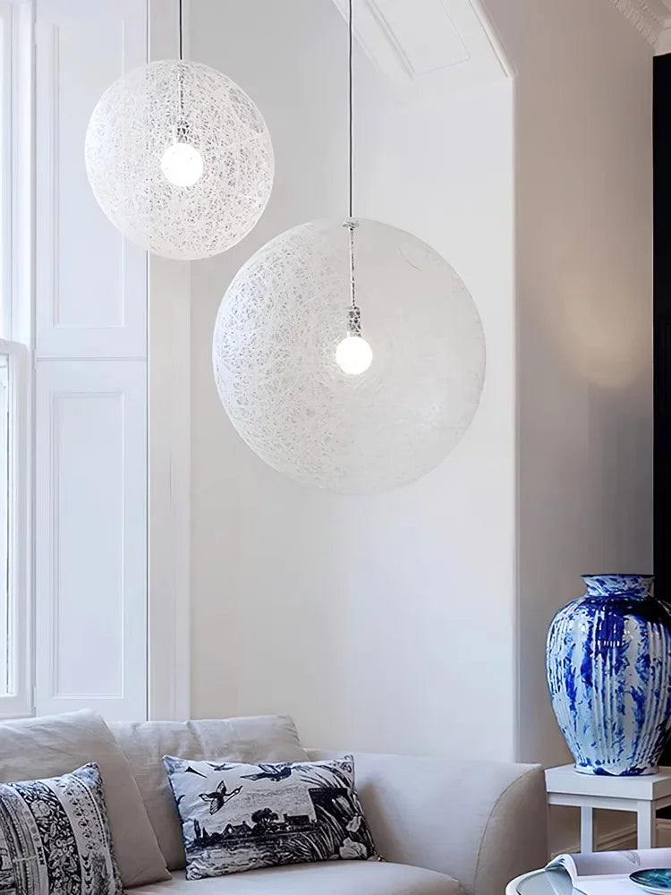 DecorBites™ Hemp Rattan Sphere Pendant Lights for Home Decor & Lighting