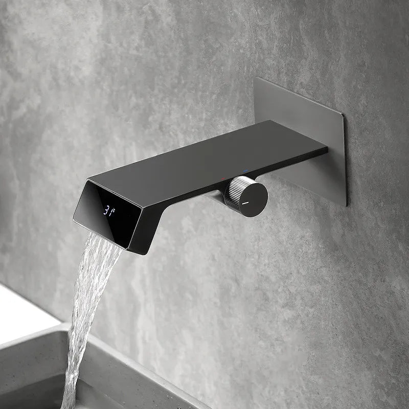 DecorBites™ LED Basin Faucet Wall Mounted Hot Cold Mixer Bathroom Brass Vanity