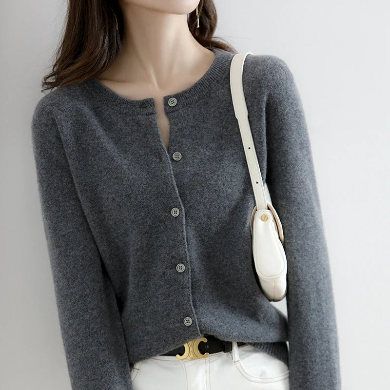 AOSSVIAO 2026 Women Cardigans Sweater O-neck Autumn Winter Knitted Cashmere Cardigans Solid Single Breasted Womens Sweaters