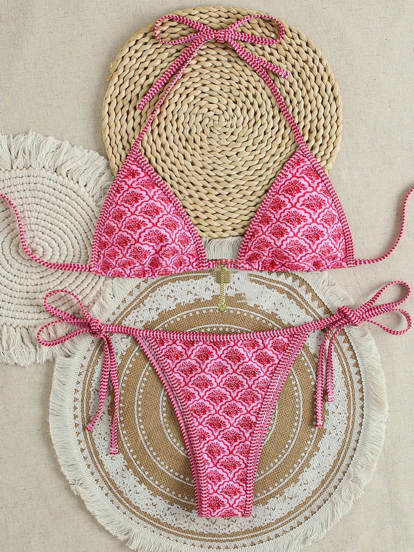 "2026 New Triangle Bikini Set - Floral Print Push Up Swimsuit & Brazilian Bottoms"