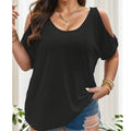 Pullover loose casual strapless solid color women's t-shirt