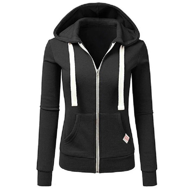 Autumn/Winter New Women'sPersonalized Fashion Sports Hoodie Long Sleeve Drawstring Pocket Zipper Coat Woolen Sweater Top CYXX386