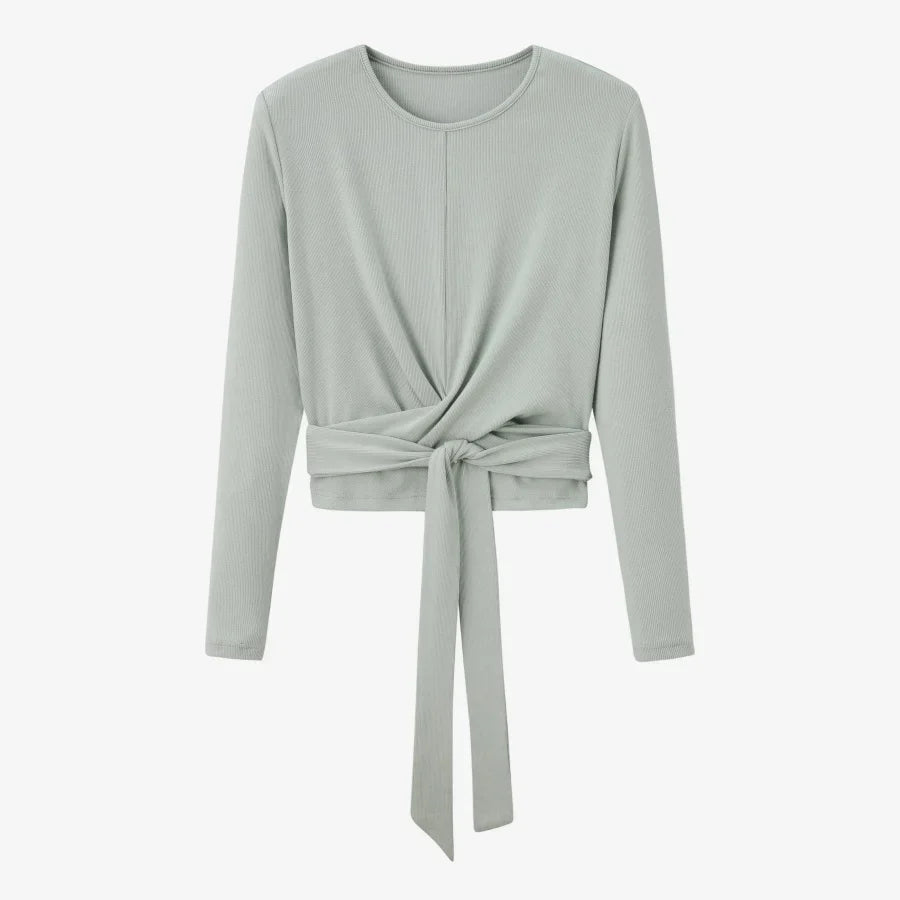 AS 2025 summer ribbing closed-fit wrap tops + Aline dress high Stretch matching sets