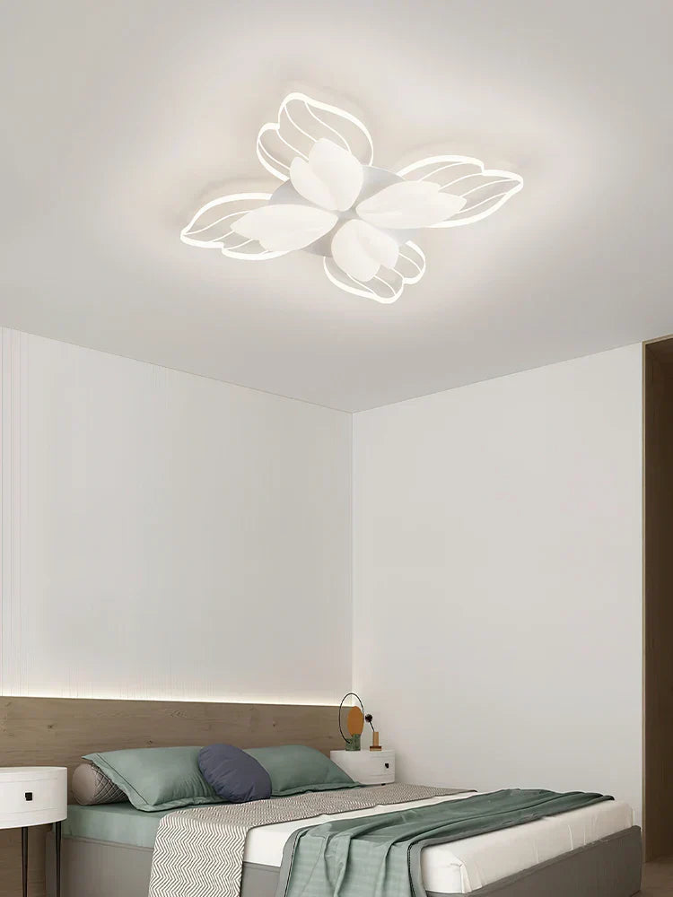 DecorBites™ LED Flower Chandelier White Ceiling Lamp for Bedroom Living Room Decor