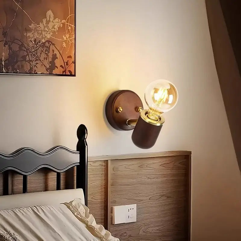 DecorBites™ Japanese Walnut Wood Wall Lamp for Bedroom, Corridor, Hallway, Stairway