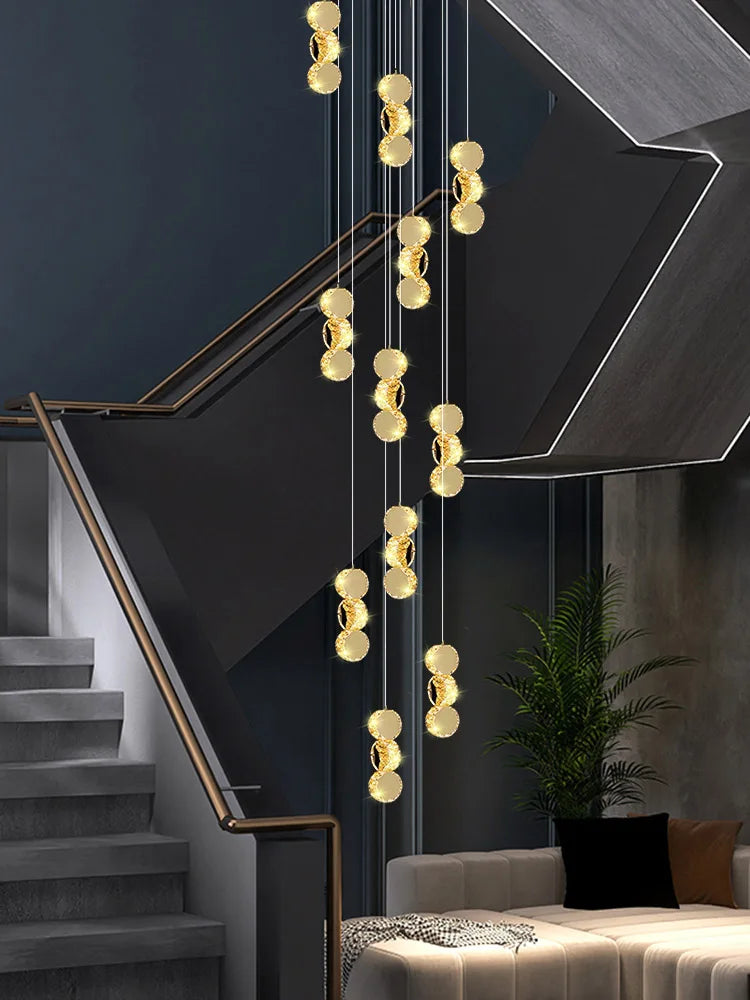 DecorBites™ Gold Crystal Chandeliers LED Pendant Lamp for Modern Living Spaces