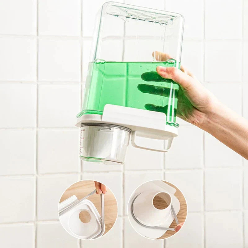 DecorBites™ Laundry Powder Dispenser Container with Measuring Cup - Transparent Storage Jar