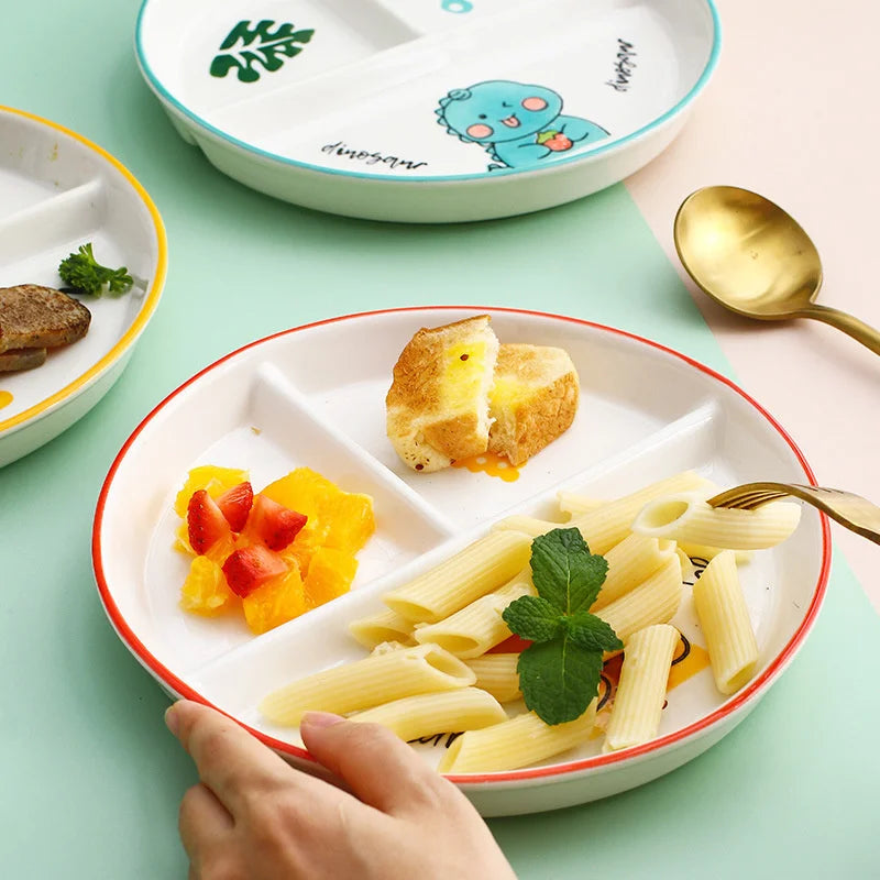 DecorBites™ Kids Cartoon Grid Plate - Fun & Functional Divider Dish for Breakfast & Snacks