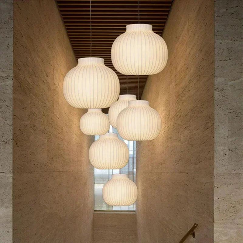 DecorBites™ Japanese Nordic Design LED Silk Pendant Lights for Living Room and Restaurant