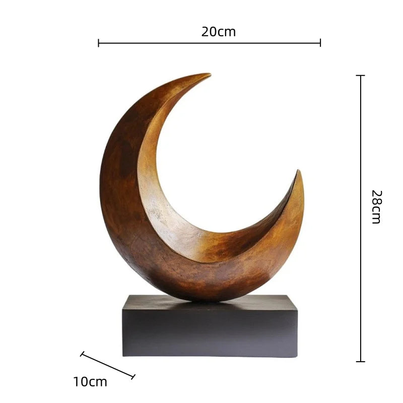 DecorBites™ Golden Ring Abstract Resin Figurines, Home Decor, Geometric Design