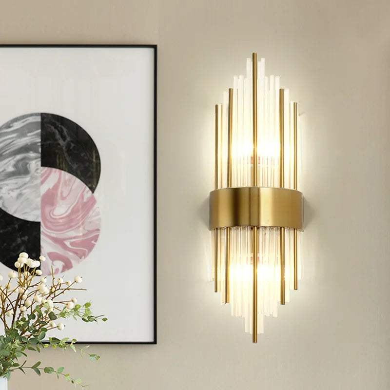 DecorBites™ Gold Crystal LED Wall Lights for Bedroom Living Room Home Decoration