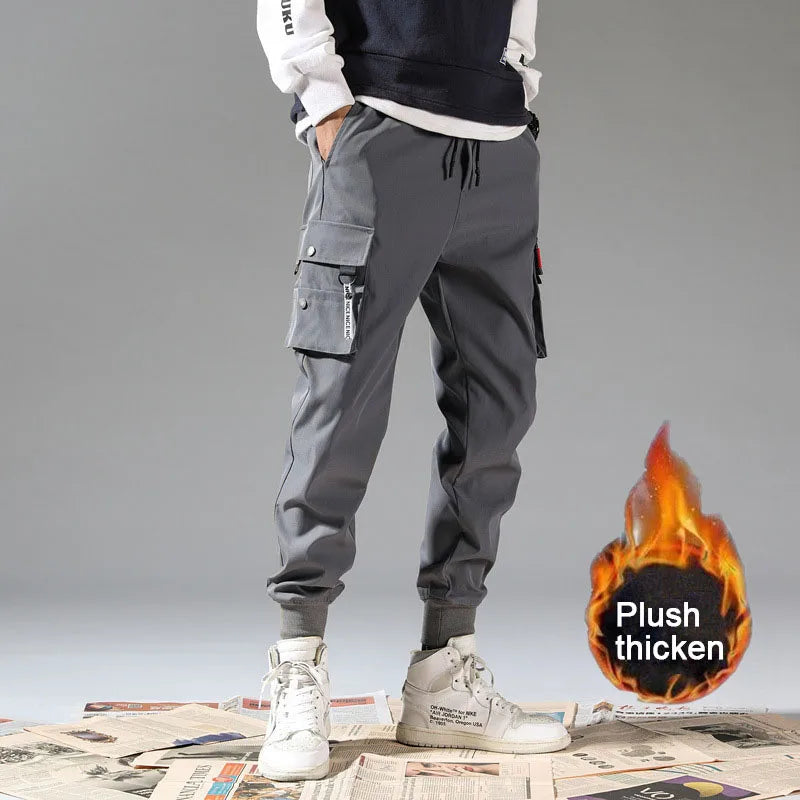 2024 New Trendy Solid Color Pants, Multi Flap Pocket Men's Cargo Pants, Loose Casual Outdoor Pants, Men's Work Pants oversized