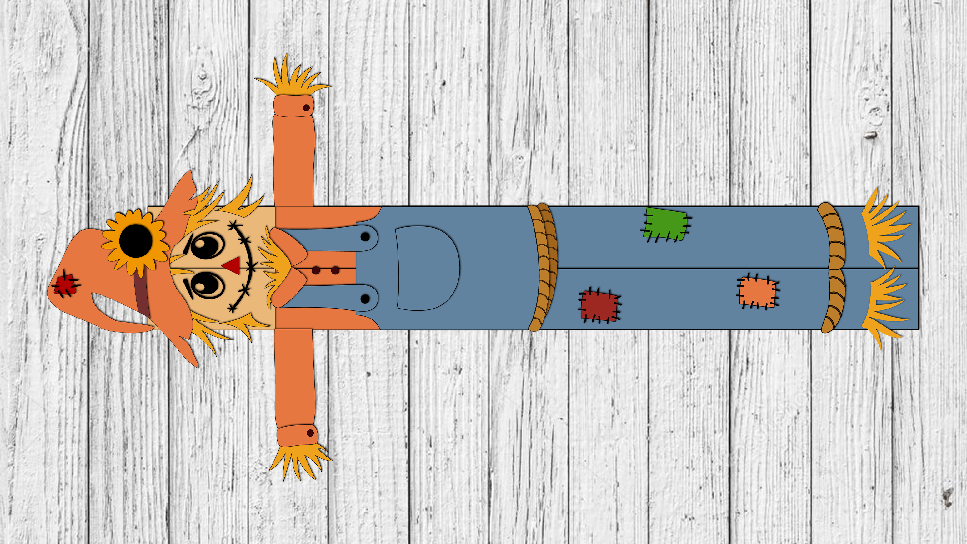 Large Scarecrow Vertical Porch Leaner DIY Unfinished Kit