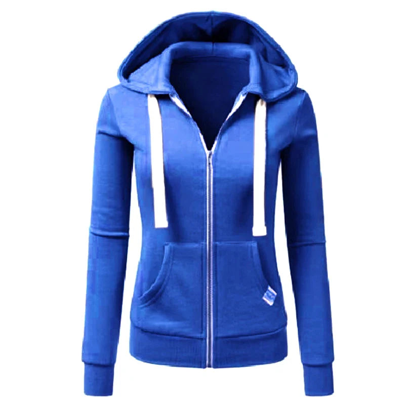 Autumn/Winter New Women'sPersonalized Fashion Sports Hoodie Long Sleeve Drawstring Pocket Zipper Coat Woolen Sweater Top CYXX386