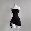 2025 Sexy Sleelveless Backless Mini Dress Women Summer Europe America Lace Up Bodycon Dresses High Street Party Club Black Dress