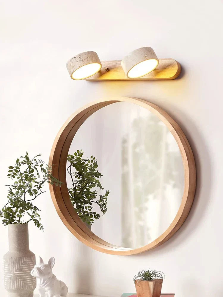 DecorBites™ Japanese Retro Stone Wall Mirror Light for Bathroom and Dressing Table