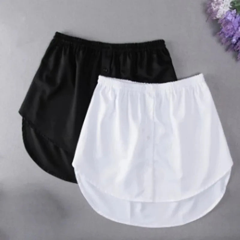 Women Girls Blouse Extender Adjustable Layering Faux Top Power Sweep Mini Skirt False Hemline Split Underskirt