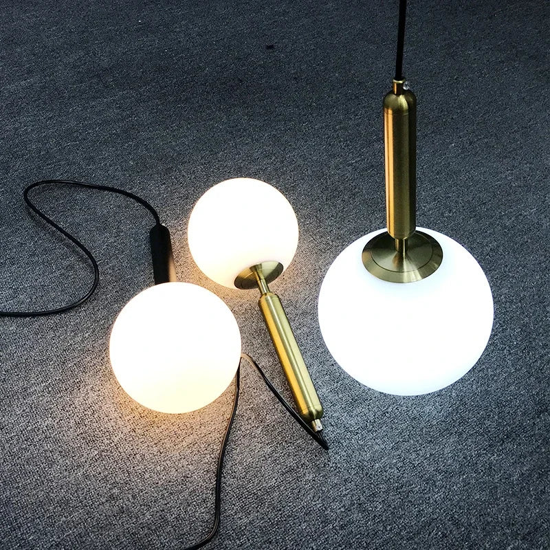 DecorBites™ Gold Glass Ball Pendant Lamp for Luxurious Dining Room & Bedroom Decor