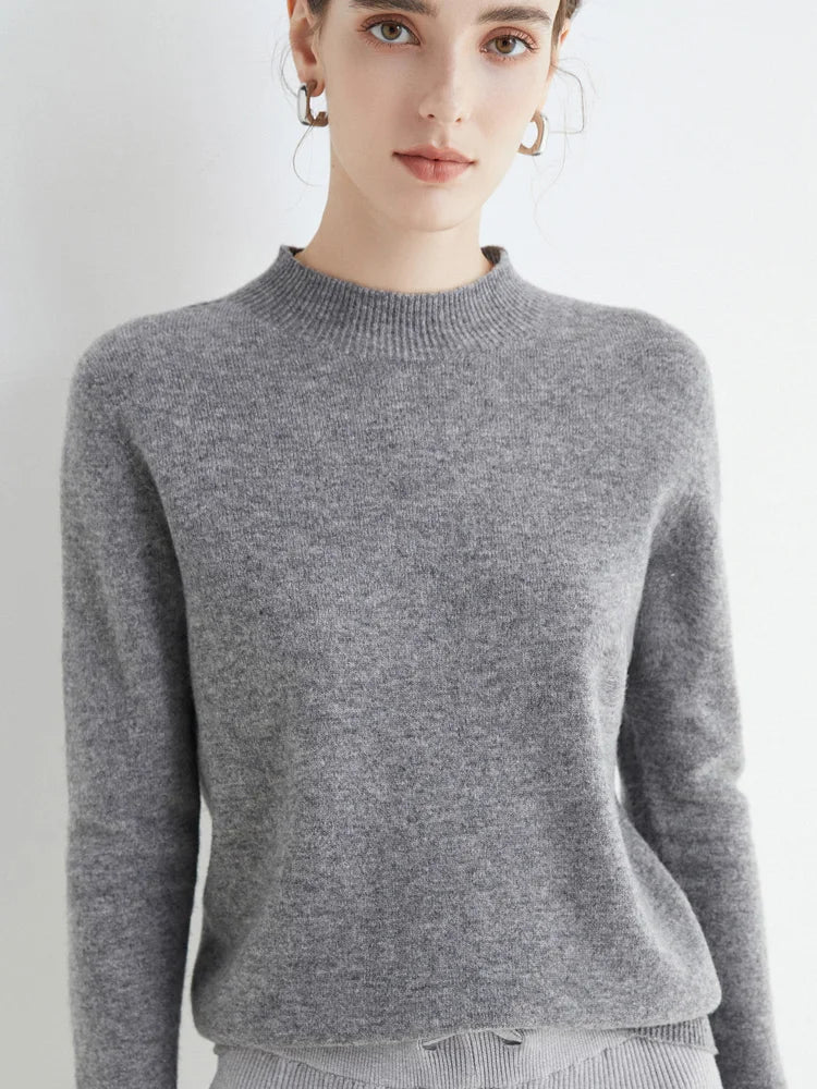 AOSSVIAO 2026 Autumn Winter Solid Mock-neck Pullover Sweater For Women Casual Knitwear Female Clothing Basic Soft Tops