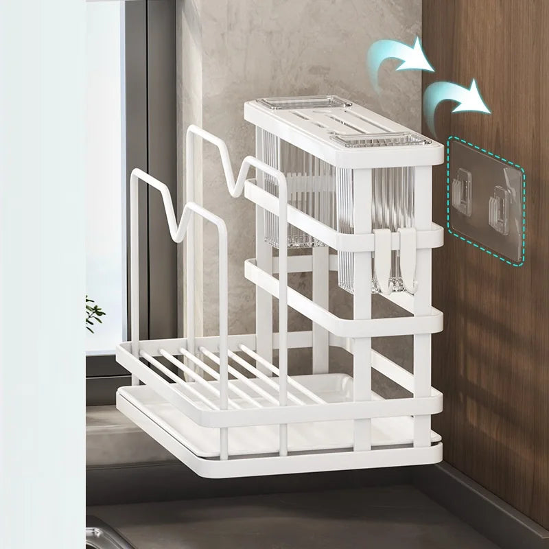 DecorBites™ Kitchen Storage Shelf: Multi-Functional Knife Holder & Sink Rack