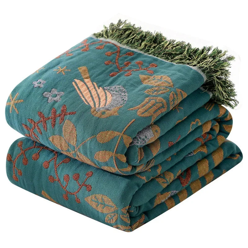 DecorBites™ Japanese Cotton Throw Blanket - Double Sided Sofa Cover & Bedspread