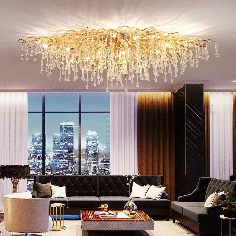 DecorBites™ Gloss Light Luxury Crystal Ceiling Chandelier for Living Room & Dining Room