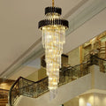 DecorBites™ Gold Black Crystal Chandelier Staircase Lights 3m Long Luxury Villa Lighting