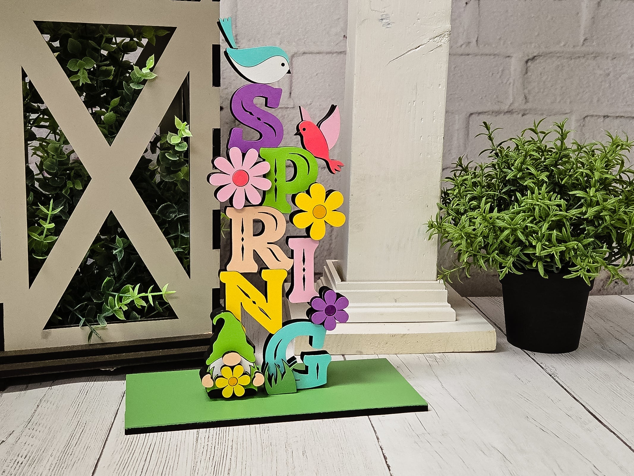 Spring Tabletop Stander with Gnome - DIY Unfinished Kit - Lvl 2