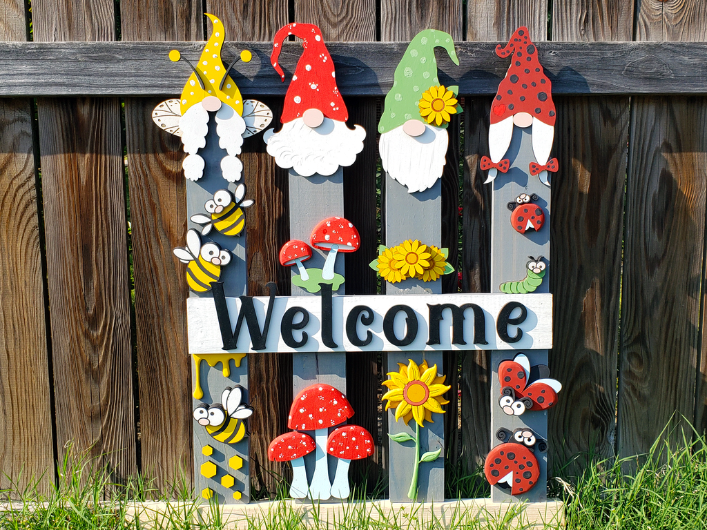 3D Happy Summer Gnome Porch Leaner DIY Unfinished Kit