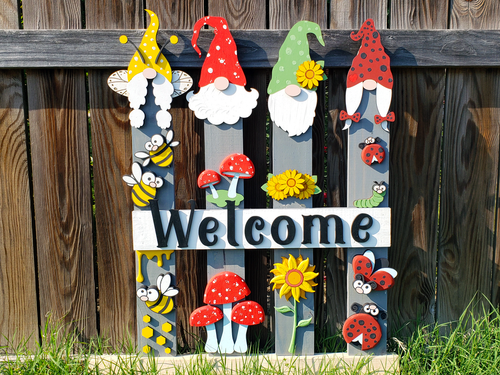 3D Happy Summer Gnome Porch Leaner DIY Unfinished Kit