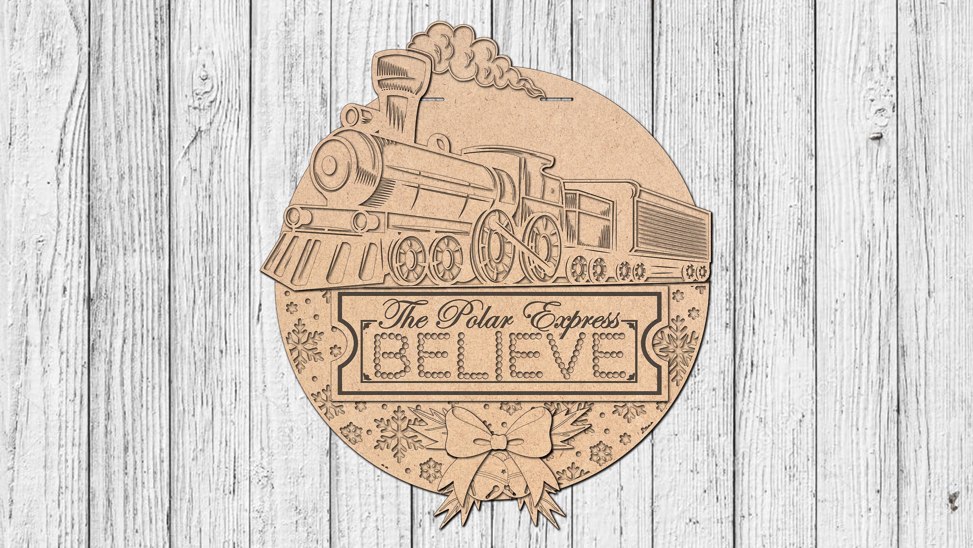 The Polar Express BELIEVE Door Hanger- DIY Unfinished Kit - Lvl 2