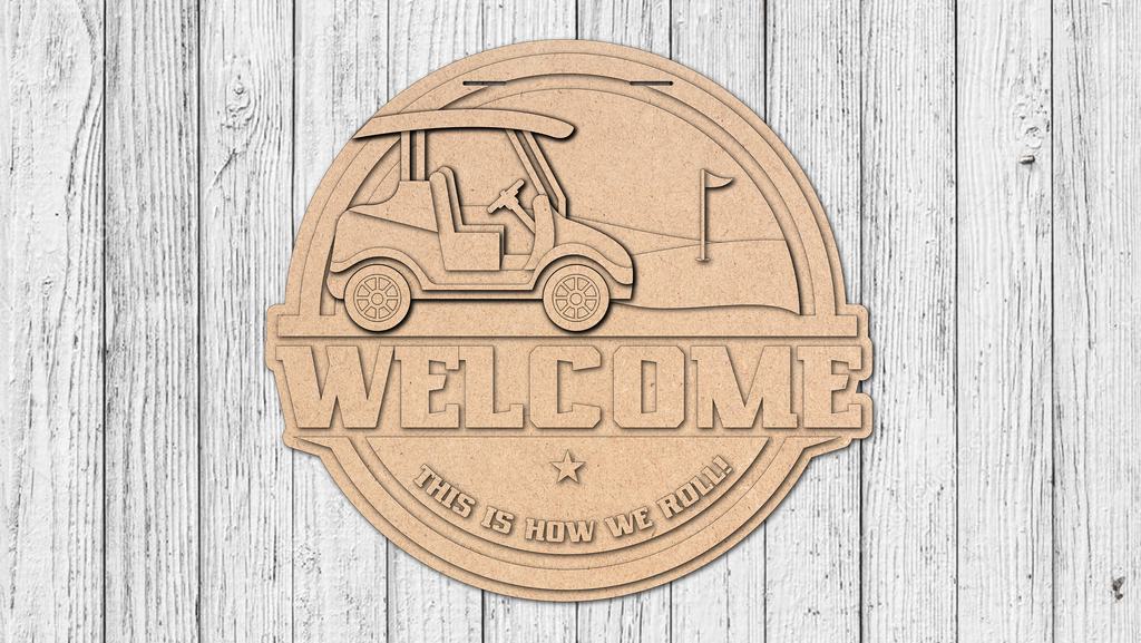 Welcome Golf Cart Door Hanger - DIY Unfinished Kit - Lvl 2