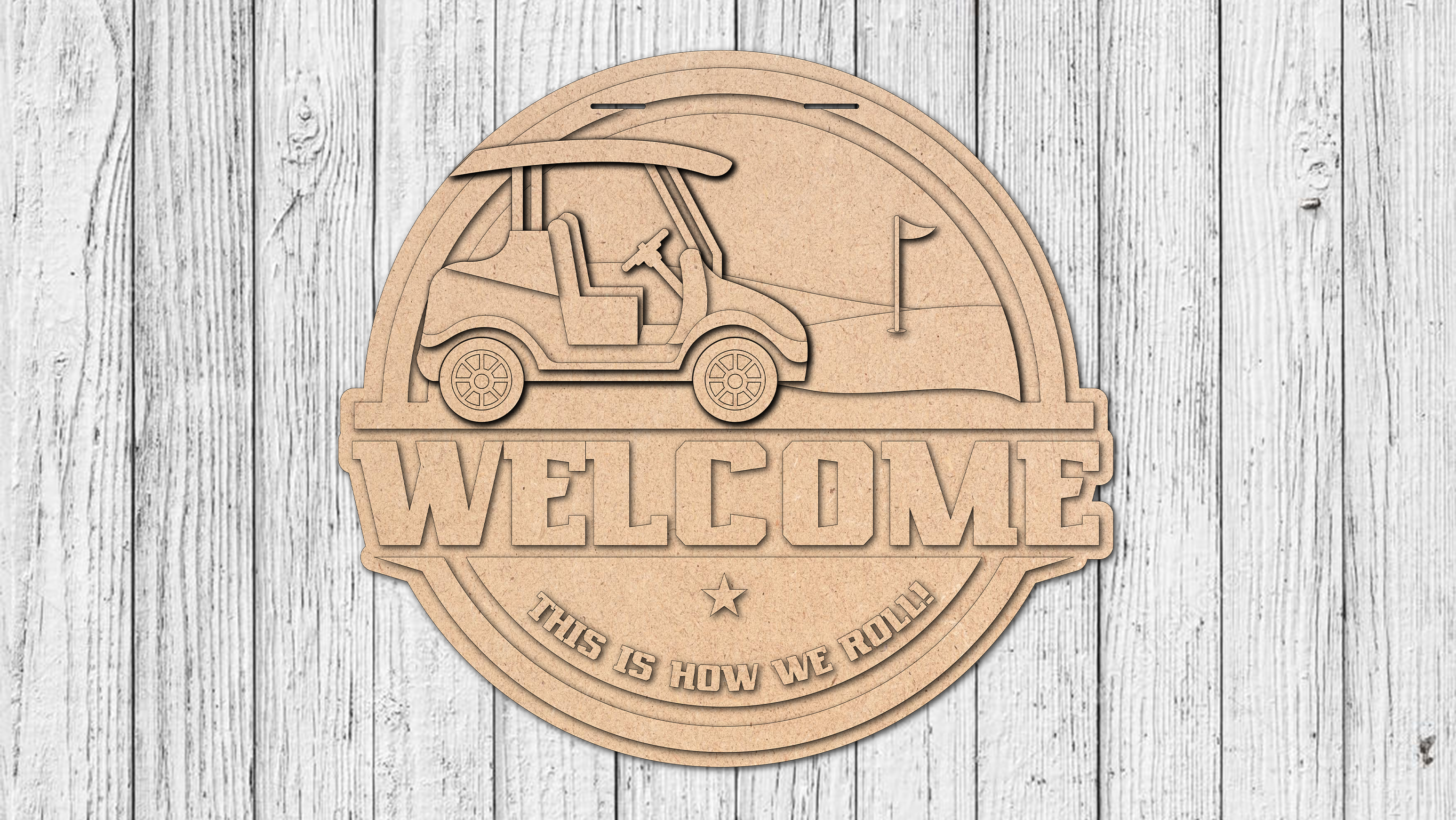 Welcome Golf Cart Door Hanger - DIY Unfinished Kit - Lvl 2